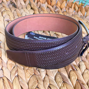 Handmade Genuine Leather Belt - Woven Pattern – The Ultimate Official Gift for Men- Color: Dark Brown