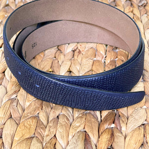 Handmade Genuine Leather Belt - Baby Chameleon Pattern – The Ultimate Official Gift for Men- Color: Dark Blue