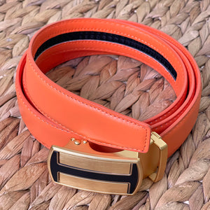 Elegant Handmade PU Leather Holeless Belt with Special Buckles, Plain, Available in 10 Fresh Colors, Easy to Adjust the Size