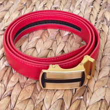 Load image into Gallery viewer, Elegant Handmade PU Leather Holeless Belt with Special Buckles, Plain, Available in 10 Fresh Colors, Easy to Adjust the Size