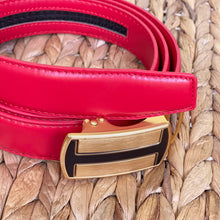 Load image into Gallery viewer, Elegant Handmade PU Leather Holeless Belt with Special Buckles, Plain, Available in 10 Fresh Colors, Easy to Adjust the Size