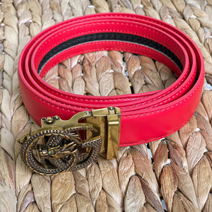 Elegant Handmade PU Leather Holeless Belt with Special Buckles, Plain, Available in 10 Fresh Colors, Easy to Adjust the Size - Style 3