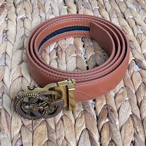 Elegant Handmade PU Leather Holeless Belt with Special Buckles, Plain, Available in 10 Fresh Colors, Easy to Adjust the Size - Style 3