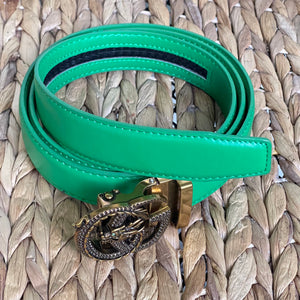 Elegant Handmade PU Leather Holeless Belt with Special Buckles, Plain, Available in 10 Fresh Colors, Easy to Adjust the Size - Style 3