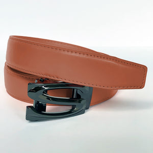 Elegant Handmade PU Leather Hole-Less Belt with Special Buckles, Plain, Available in 10 Fresh Colors, Easy to Adjust the Size - Style 8