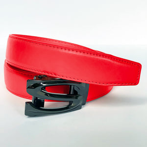 Elegant Handmade PU Leather Hole-Less Belt with Special Buckles, Plain, Available in 10 Fresh Colors, Easy to Adjust the Size - Style 8