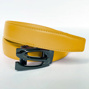 Elegant Handmade PU Leather Hole-Less Belt with Special Buckles, Plain, Available in 10 Fresh Colors, Easy to Adjust the Size - Style 8