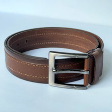 Load image into Gallery viewer, Handmade Genuine Leather Belt , Sewing Pattern – The Ultimate Official Gift for Men- Color: Brown+ Light Brown