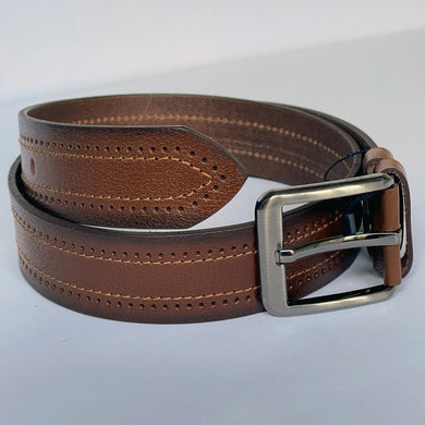 Handmade Genuine Leather Belt , Sewing Pattern – The Ultimate Official Gift for Men- Color: Gradient Brown