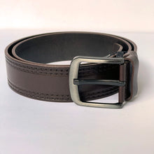 Load image into Gallery viewer, Handmade Thick Genuine Leather Belt , Double Sewing Pattern – The Ultimate Official Gift for Men- Color: Dark Brown