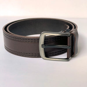 Handmade Thick Genuine Leather Belt , Double Sewing Pattern – The Ultimate Official Gift for Men- Color: Dark Brown