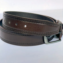 Load image into Gallery viewer, Handmade Thick Genuine Leather Belt , Double Sewing Pattern – The Ultimate Official Gift for Men- Color: Dark Brown