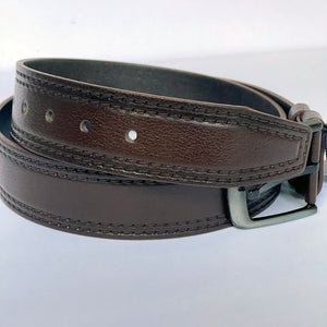 Handmade Thick Genuine Leather Belt , Double Sewing Pattern – The Ultimate Official Gift for Men- Color: Dark Brown