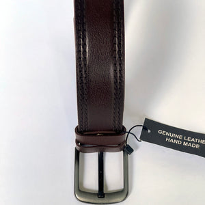 Handmade Thick Genuine Leather Belt , Double Sewing Pattern – The Ultimate Official Gift for Men- Color: Dark Brown