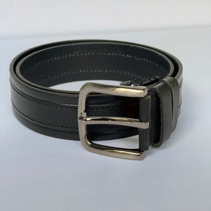 Handmade Genuine Leather Belt , Stripe Sewing Pattern – The Ultimate Official Gift for Men- Color: Black