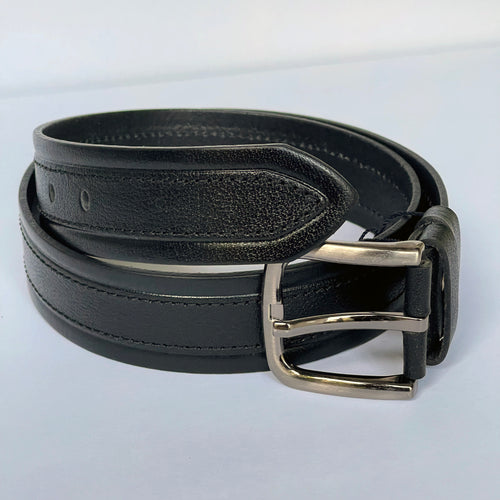 Handmade Genuine Leather Belt , Stripe Sewing Pattern – The Ultimate Official Gift for Men- Color: Black