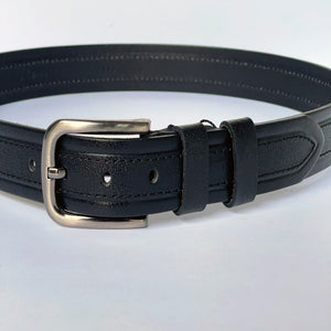 Handmade Genuine Leather Belt , Stripe Sewing Pattern – The Ultimate Official Gift for Men- Color: Black