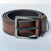 Load image into Gallery viewer, Handmade Thick Genuine Leather Belt , Double Sewing Pattern – The Ultimate Official Gift for Men- Color: Brown