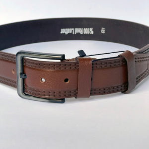 Handmade Thick Genuine Leather Belt , Double Sewing Pattern – The Ultimate Official Gift for Men- Color: Brown