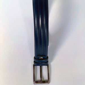 Handmade Genuine Leather Belt , Stripe Pattern – The Ultimate Official Gift for Men- Color: Navy Blue