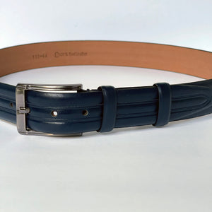 Handmade Genuine Leather Belt , Stripe Pattern – The Ultimate Official Gift for Men- Color: Navy Blue