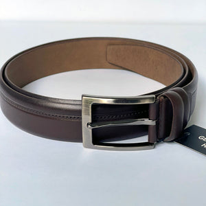 Handmade Genuine Leather Belt , Stripe Pattern – The Ultimate Official Gift for Men- Color: Brown