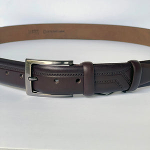 Handmade Genuine Leather Belt , Stripe Pattern – The Ultimate Official Gift for Men- Color: Brown