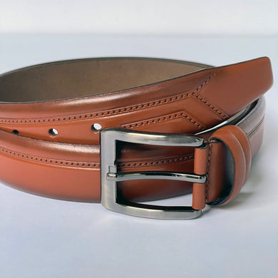 Handmade Genuine Leather Belt , Stripe Pattern – The Ultimate Official Gift for Men- Color: Brick