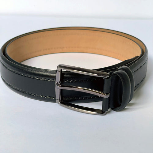 Handmade Genuine Leather Belt , Stripe Pattern – The Ultimate Official Gift for Men- Color: Black