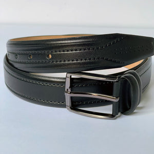 Handmade Genuine Leather Belt , Stripe Pattern – The Ultimate Official Gift for Men- Color: Black