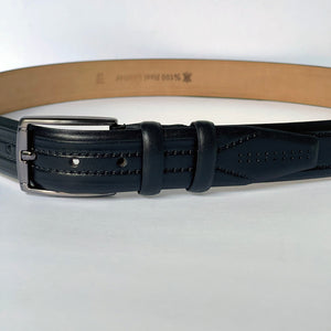 Handmade Genuine Leather Belt , Stripe Pattern – The Ultimate Official Gift for Men- Color: Black