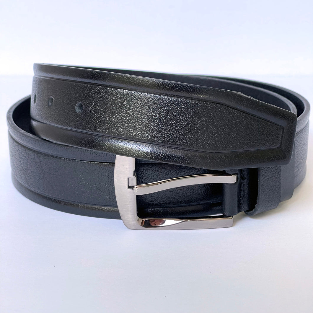 Handmade Thick Genuine Leather Belt, Stripe Pattern – The Ultimate Official Gift for Men- Color: Black