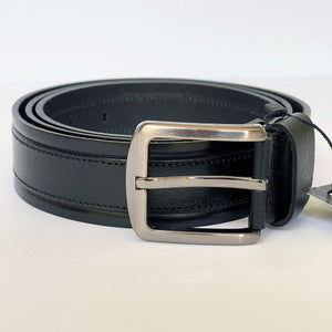 Handmade Thick Genuine Leather Belt, Sewing Pattern – The Ultimate Official Gift for Men- Color: Black