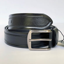 Load image into Gallery viewer, Handmade Thick Genuine Leather Belt, Sewing Pattern – The Ultimate Official Gift for Men- Color: Black