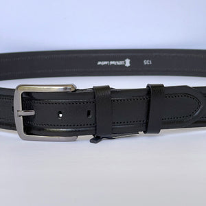 Handmade Thick Genuine Leather Belt, Sewing Pattern – The Ultimate Official Gift for Men- Color: Black