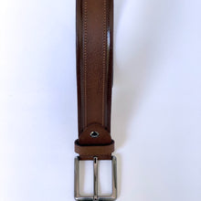 Load image into Gallery viewer, Handmade Thick Genuine Leather Belt, Sewing Pattern – The Ultimate Official Gift for Men- Color: Brown