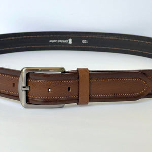 Handmade Thick Genuine Leather Belt, Sewing Pattern – The Ultimate Official Gift for Men- Color: Brown