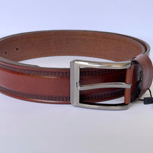 Load image into Gallery viewer, Handmade Thick Genuine Leather Belt, Sewing Pattern – The Ultimate Official Gift for Men- Color: Brick Brown