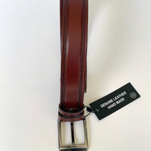 Load image into Gallery viewer, Handmade Thick Genuine Leather Belt, Sewing Pattern – The Ultimate Official Gift for Men- Color: Brick Brown