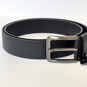 Handmade Thick Genuine Leather Belt, Geometric Pattern – The Ultimate Official Gift for Men- Color: Black