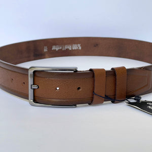 Handmade Thick Genuine Leather Belt, Stripes Pattern – The Ultimate Official Gift for Men- Color: Brown