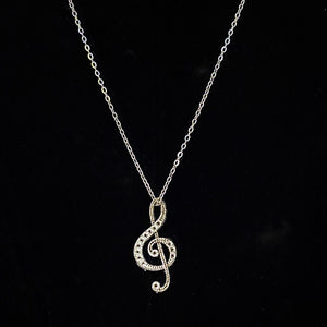 Stainless Steel Music Note G-Key Pendant Necklace - Elegant Unisex Jewelry Gift with Durable Construction