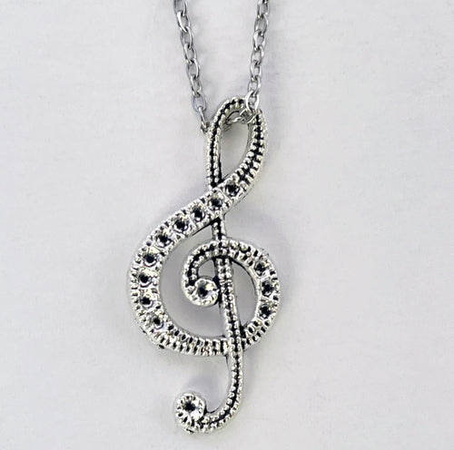 Stainless Steel Music Note G-Key Pendant Necklace - Elegant Unisex Jewelry Gift with Durable Construction