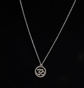 Stainless Steel OM Symbol Pendant Necklace - Elegant Unisex Jewelry Gift with Durable Construction