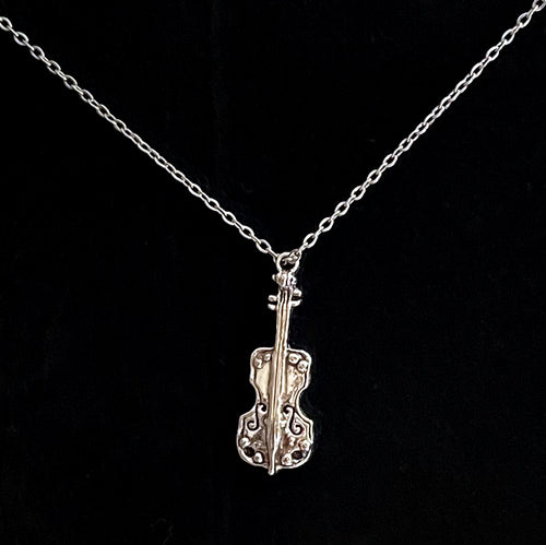 Stainless Steel Music Violin Pendant Necklace - Elegant Unisex Jewelry Gift with Durable Construction