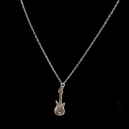 Stainless Steel Music Guitar Pendant Necklace - Elegant Unisex Jewelry Gift with Durable Construction