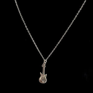 Stainless Steel Music Guitar Pendant Necklace - Elegant Unisex Jewelry Gift with Durable Construction