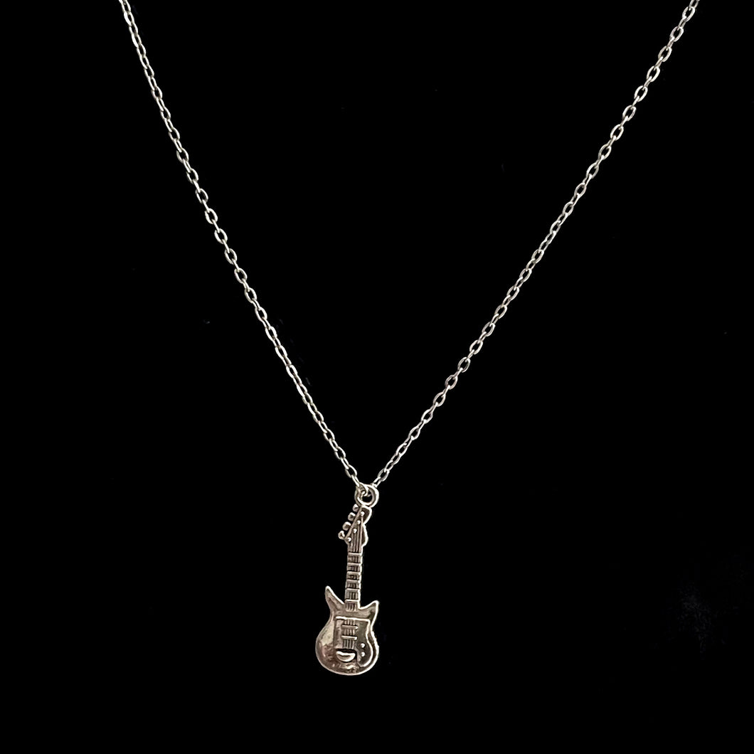 Stainless Steel Music Guitar Pendant Necklace - Elegant Unisex Jewelry Gift with Durable Construction