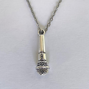 Stainless Steel Music Microphone Pendant Necklace - Elegant Unisex Jewelry Gift with Durable Construction