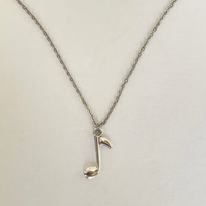 Stainless Steel Music Note Pendant Necklace - Elegant Unisex Jewelry Gift with Durable Construction